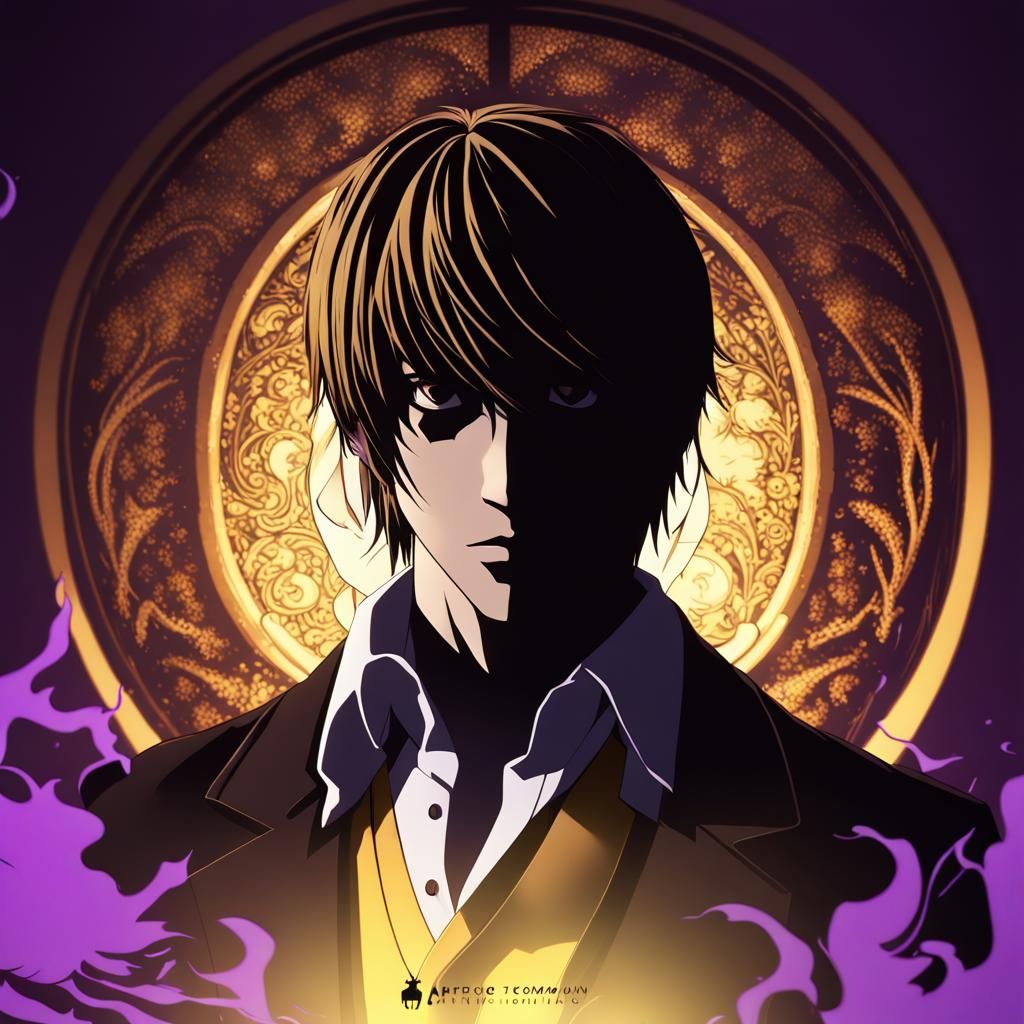 Light Yagami Silhouette in Dark Fantasy Style