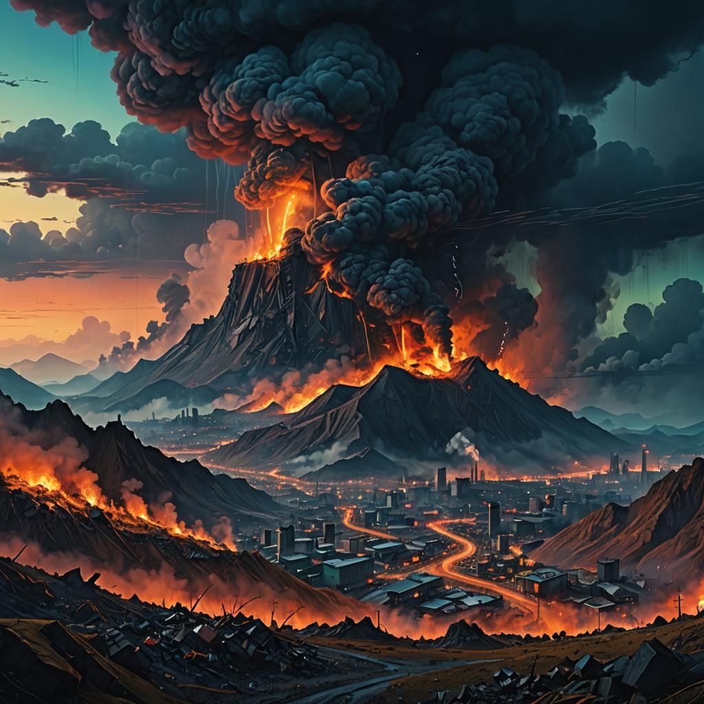 Cyberpunk Wasteland Landscape in Dark Fantasy Style