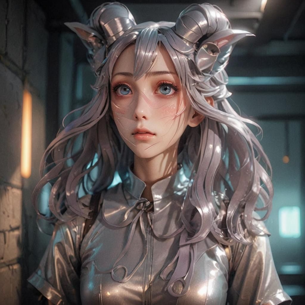 Ethereal Anime Character in Mysterious Room