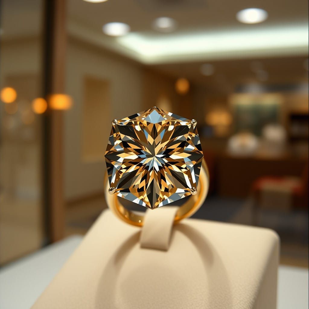 Stunning Champagne Diamond Solitaire Ring in Cinematic Jewel...