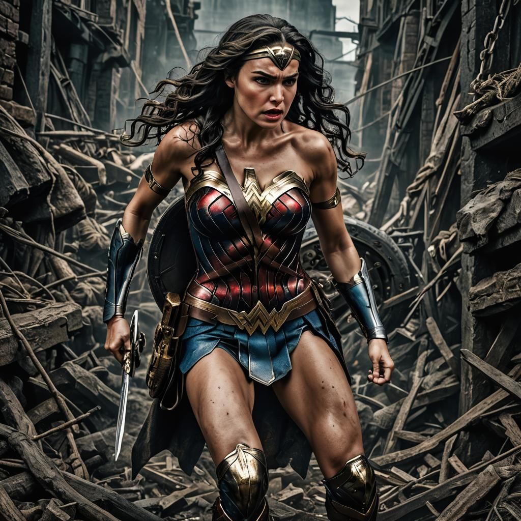 Wonder Woman in Peril: Hyperrealistic Cinematic Capture