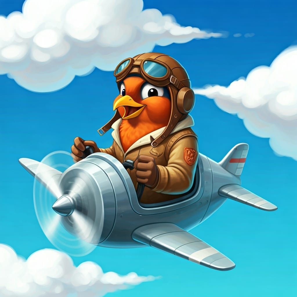 Proud Robin Pilot Soaring Through the Sky