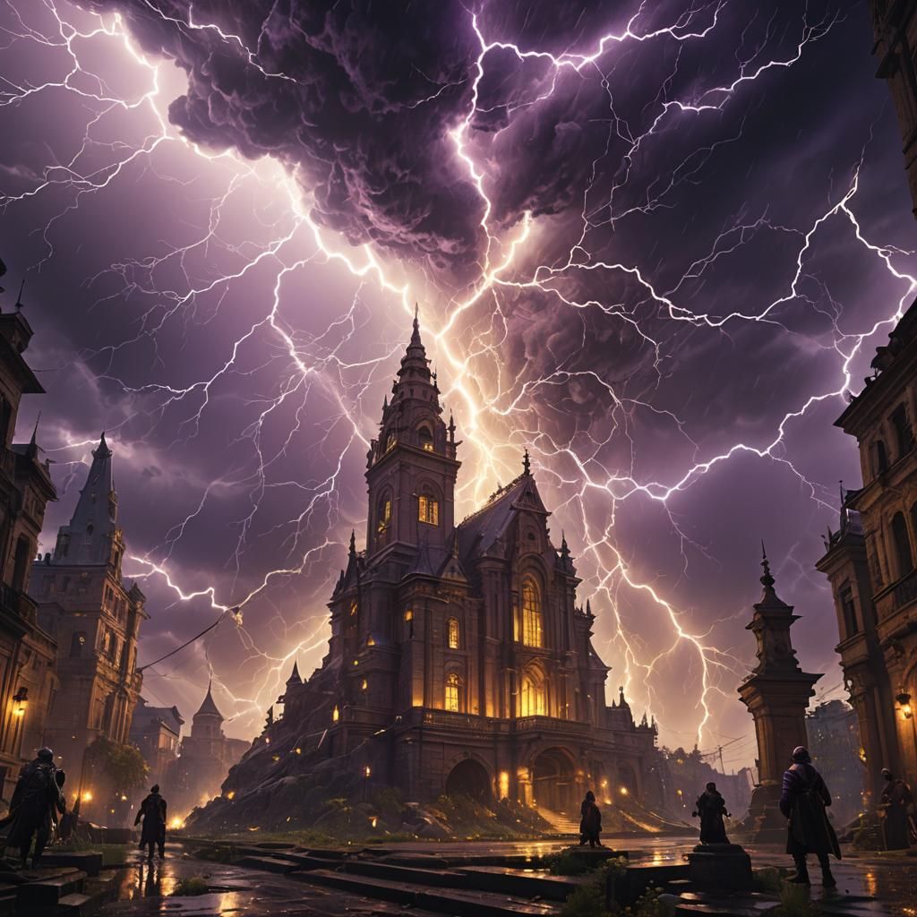 Dramatic Lightning Storm in Dark Fantasy Style