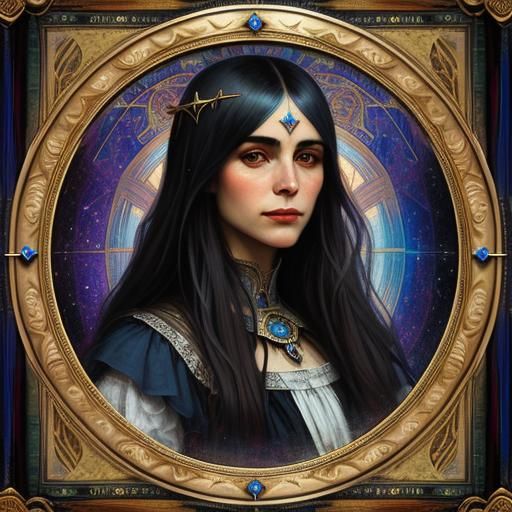 Victorian Priestess Portrait in Art Nouveau Style