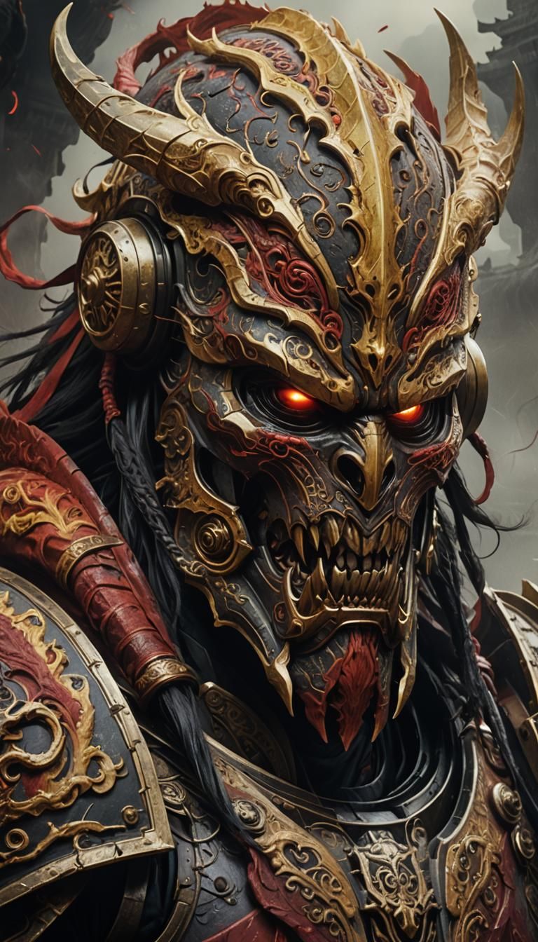 Chinese Horror Titan with Ghostly Mask, Anime-Inspired