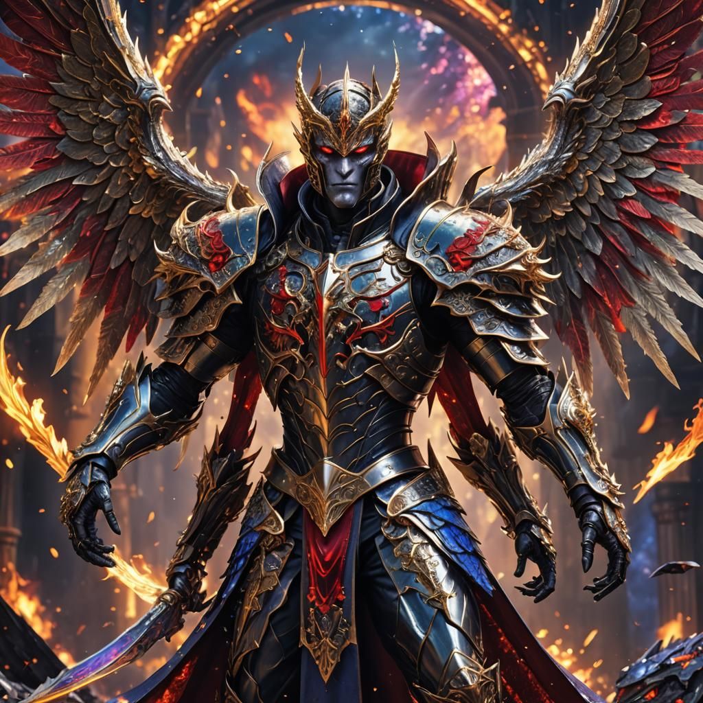 Armored Vampire Prince with Wings in 3D Anime Art