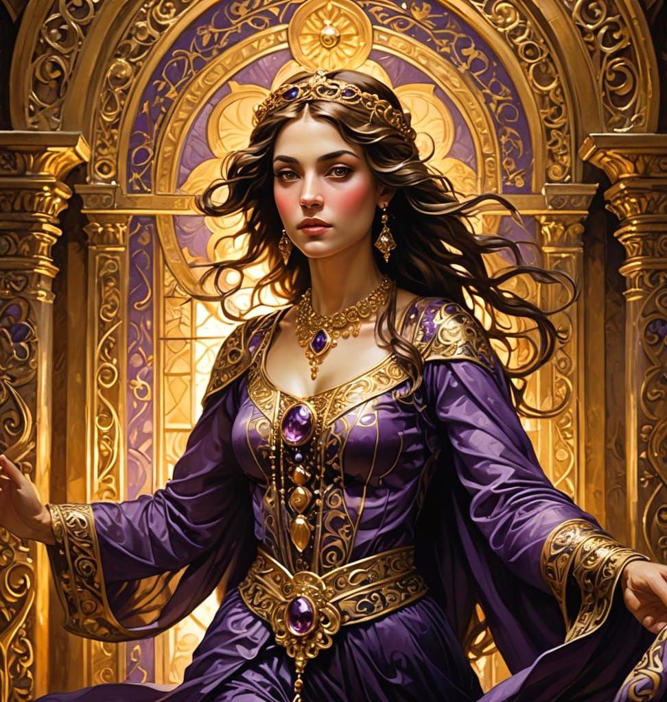 Byzantine Princess Portrait in Art Nouveau Style