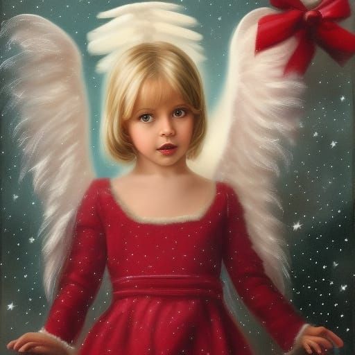 Detailed Christmas Angel Portrait in Digital Art Style
