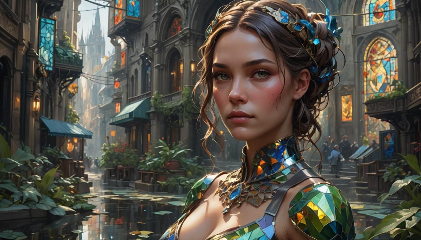 Stained Glass Portrait in Hyperdetailed Style