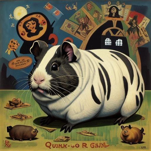 Guinea Pig Rock Star in Surrealist Style