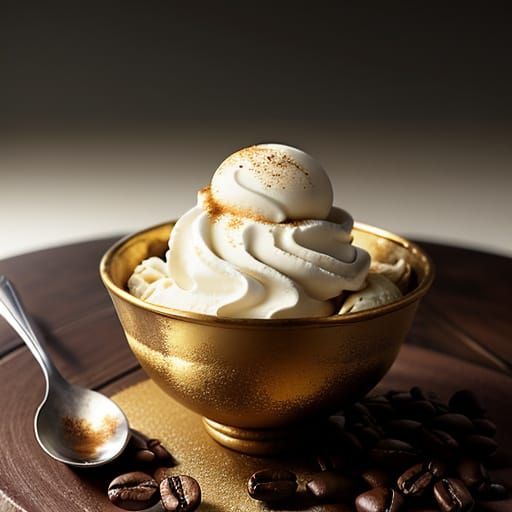 Hyper-Realistic Ice Cream Bowl with Coffee Beans