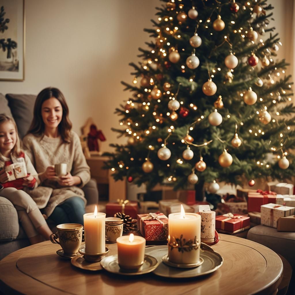 Cozy Christmas Living Room in Cinematic Style