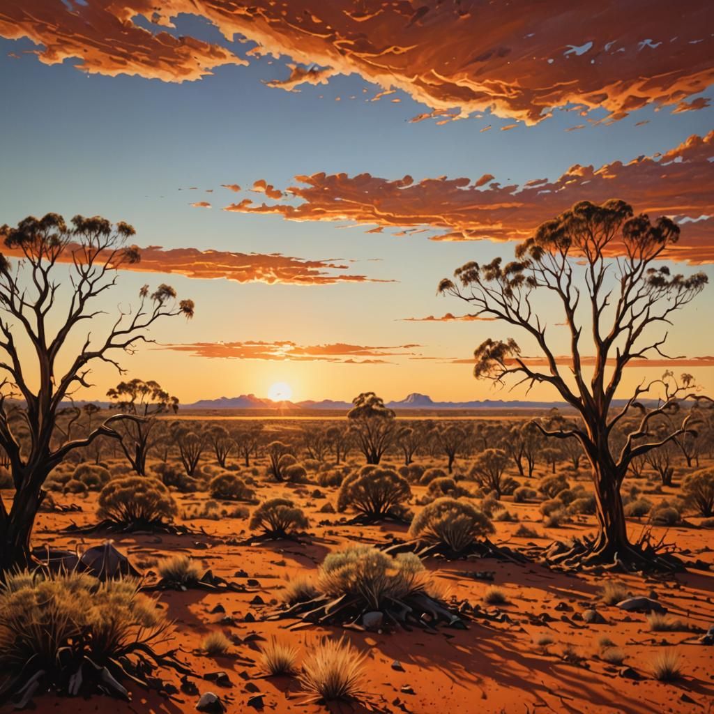 Surreal Glass Australian Outback in Hyperrealistic Style