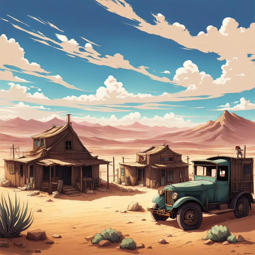 Anime Style Desert Ghost Town