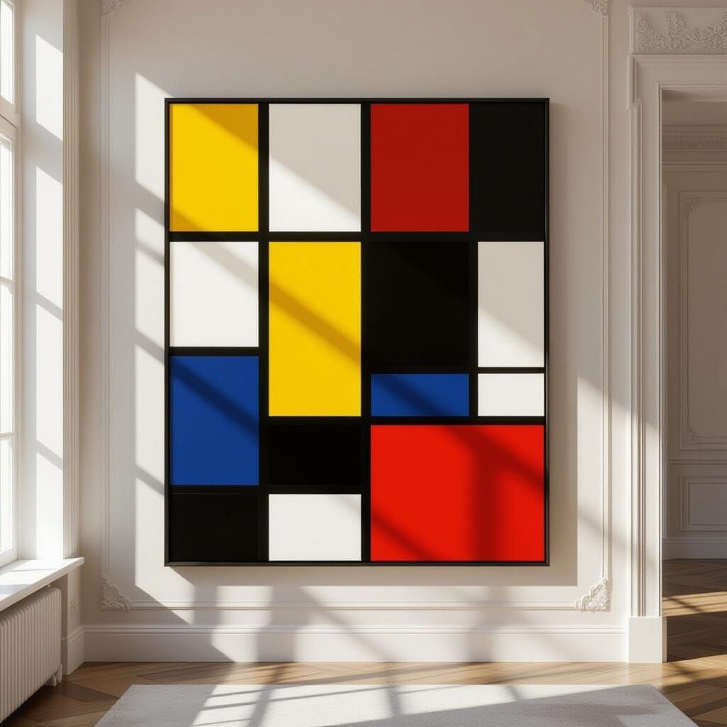 Geometric Abstract Art in De Stijl Style