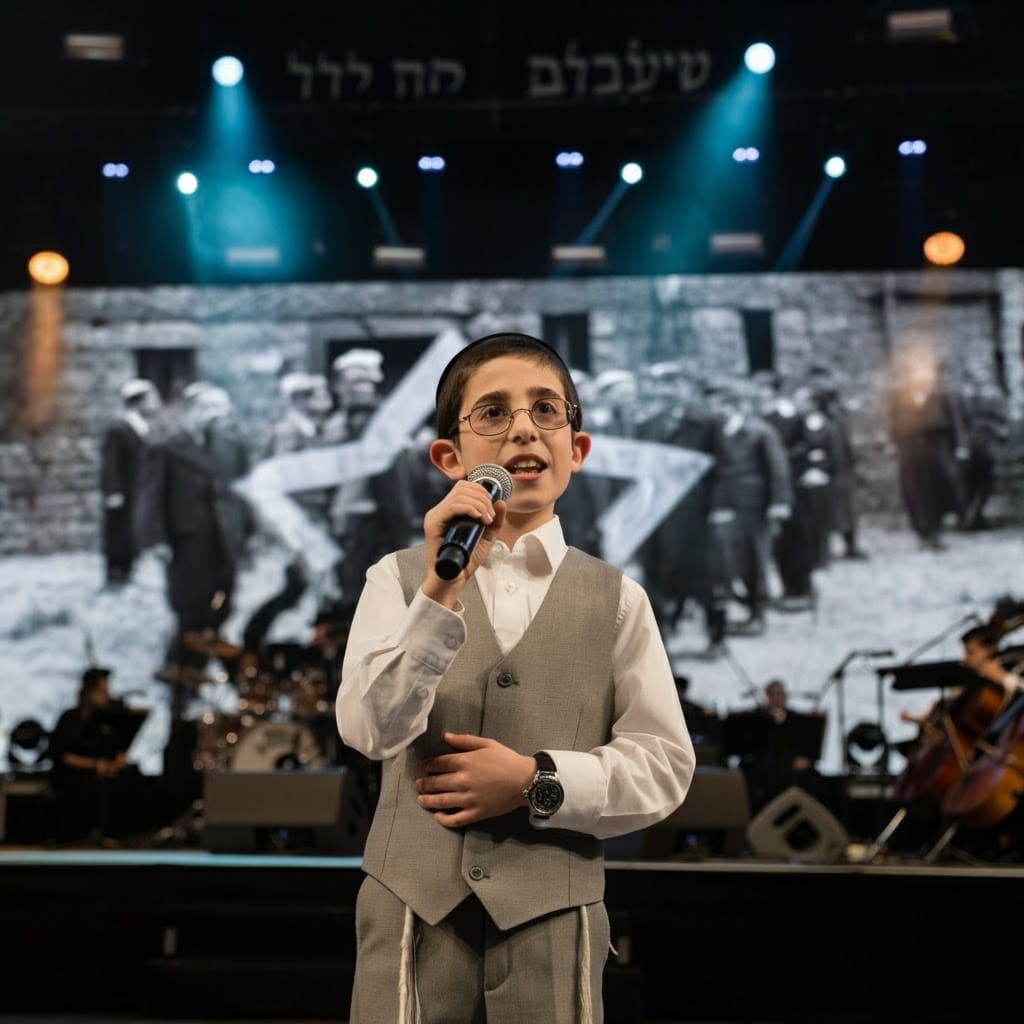 Young Ultra-Orthodox Boy Performs with Passion and Focus