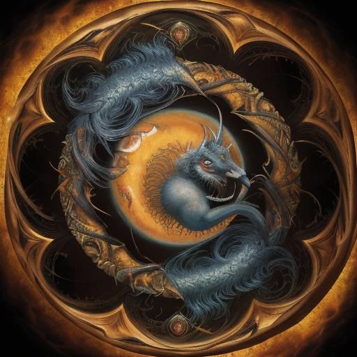 Whimsical Creature on Orange Surface: Surrealist Art