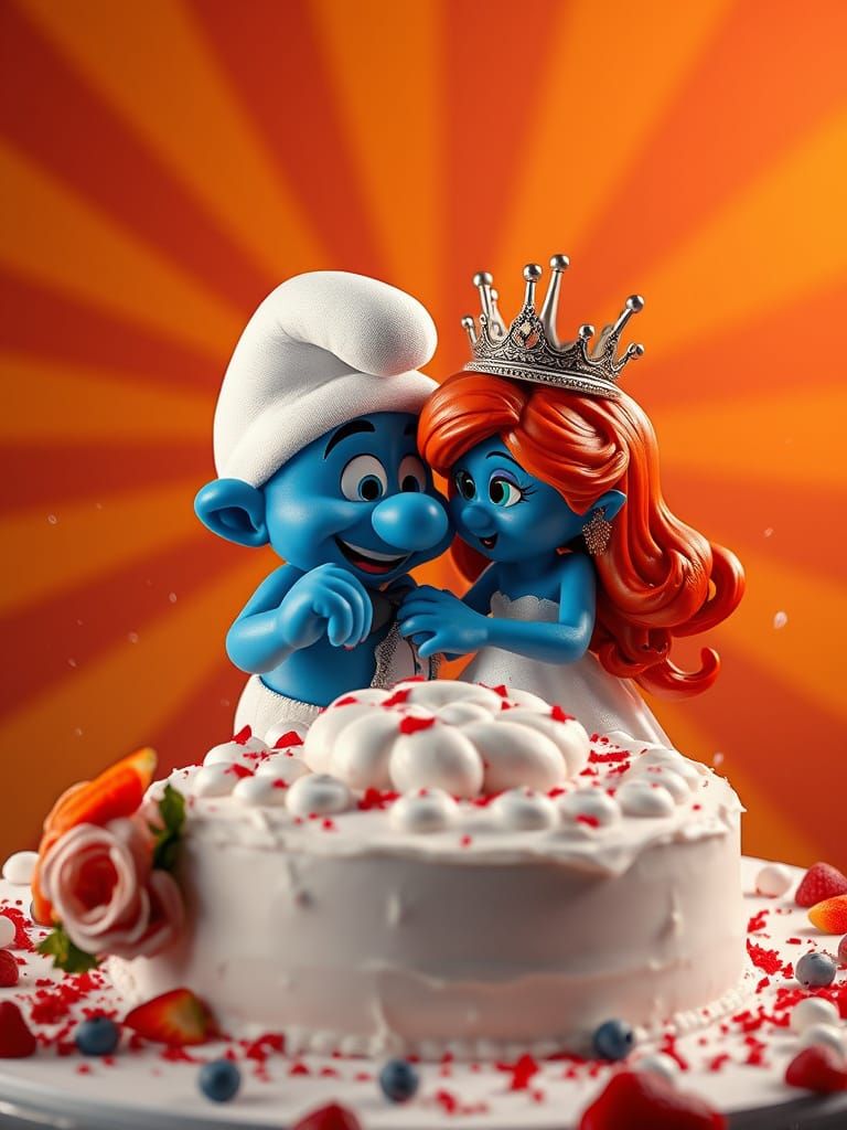Hyper-Realistic Smurf Destroys Wedding Cake in Cinematic Sho...