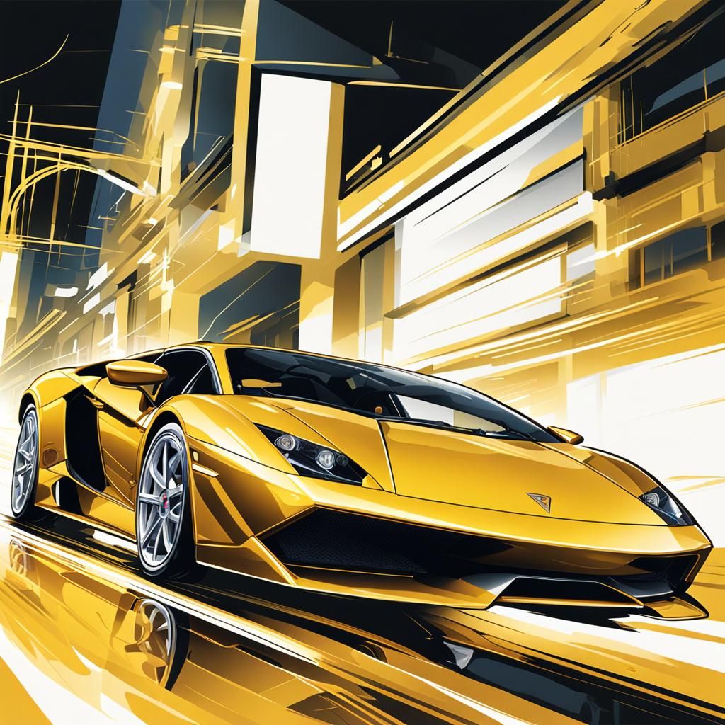 Classic Lamborghini Portrait in Cartoon Vector Style