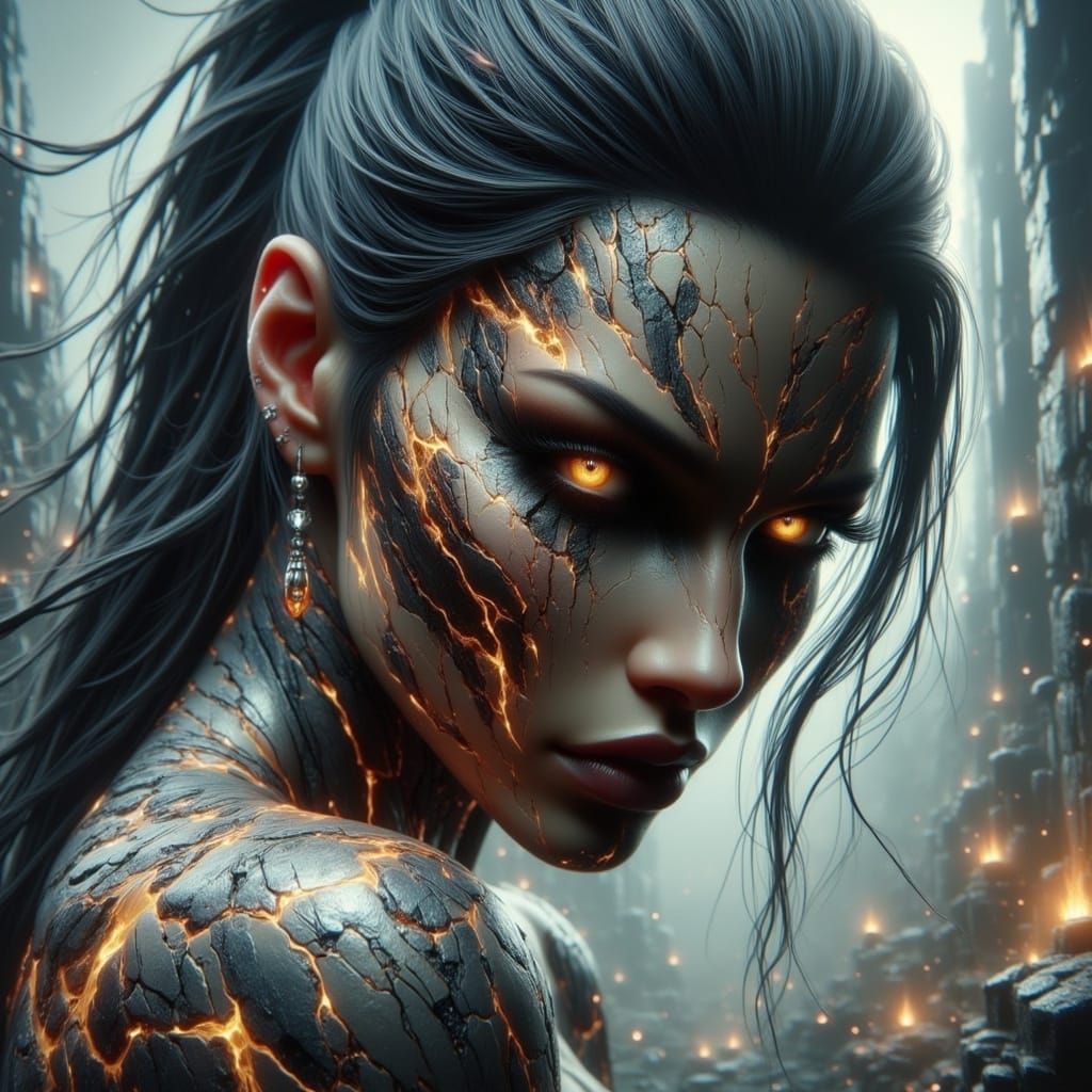 Fierce Tattooed Warrior: Hyper-Detailed Dark Fantasy Portrai...