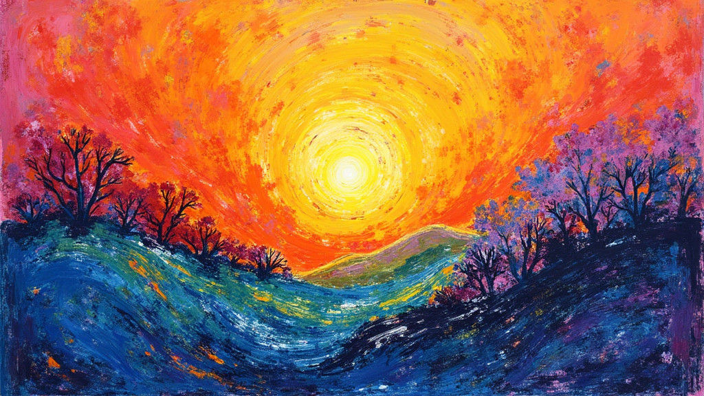 Joyful Crayon Landscape Inspired by Abstract Art