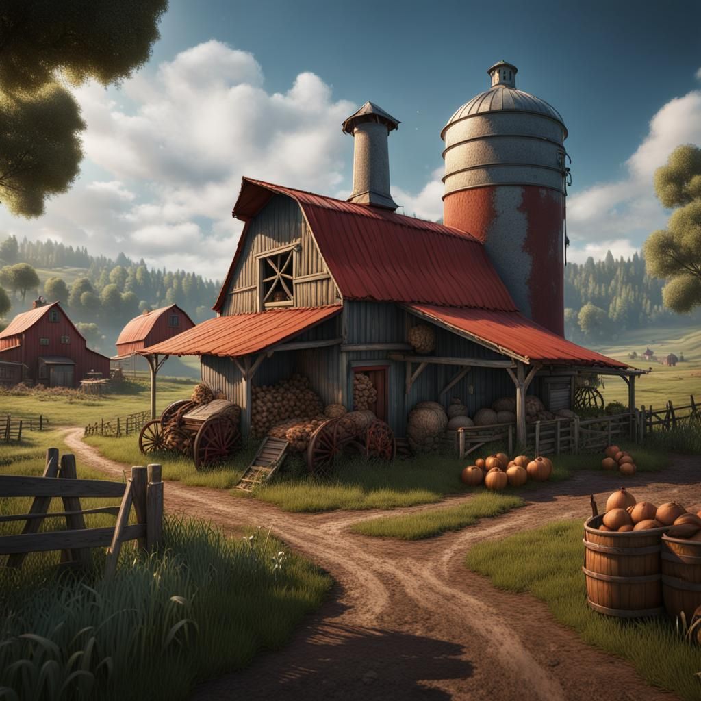Fantastical Farm Life in Detailed Matte Painting