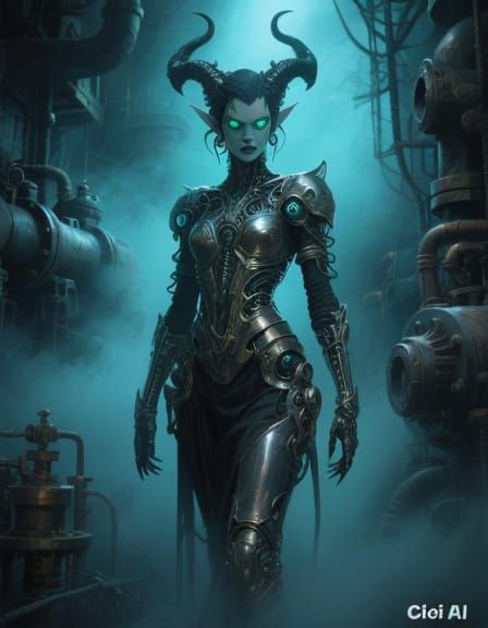 Biomechanical Demon Witch in Giger Style