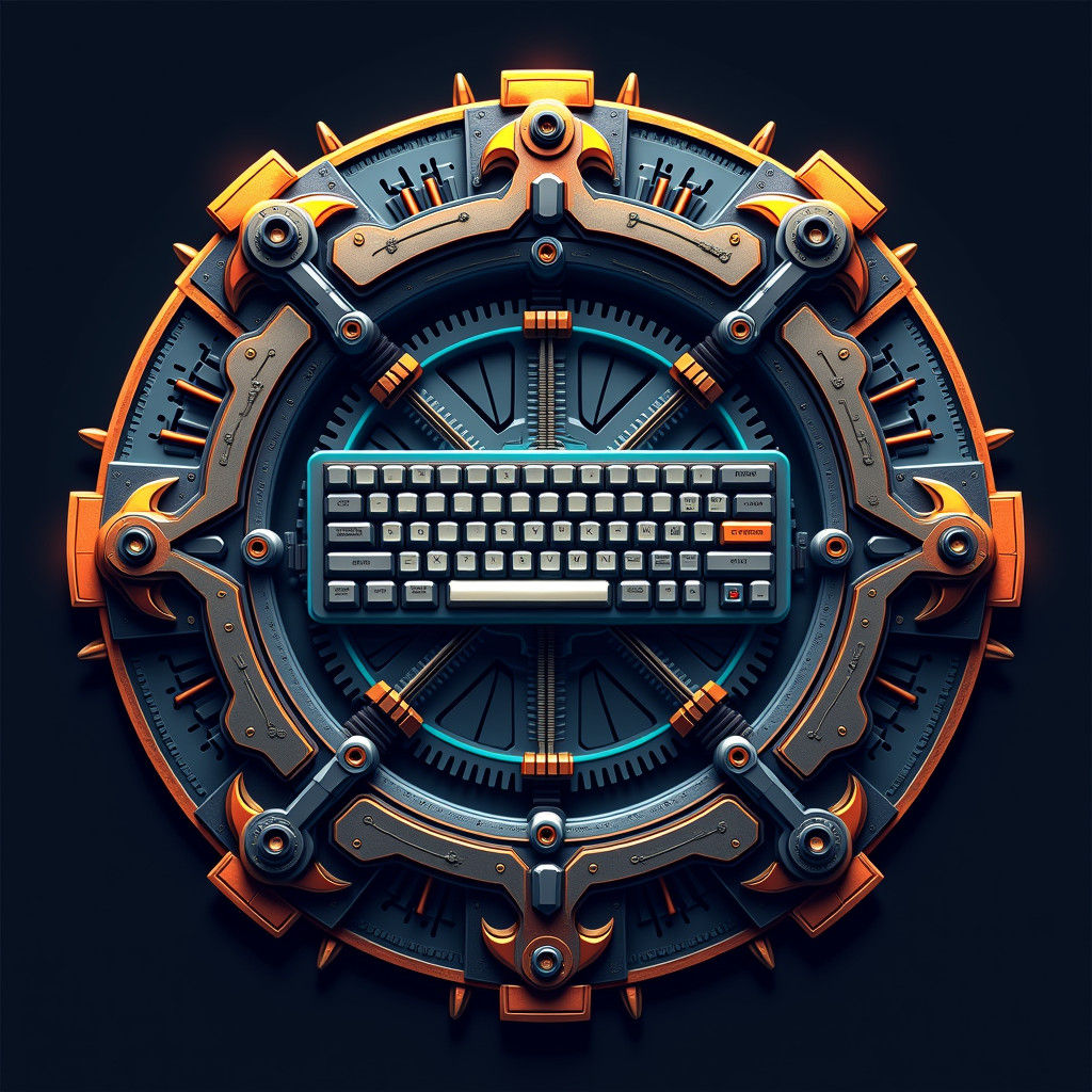 Cyberpunk Keyboard Emblem with Gears