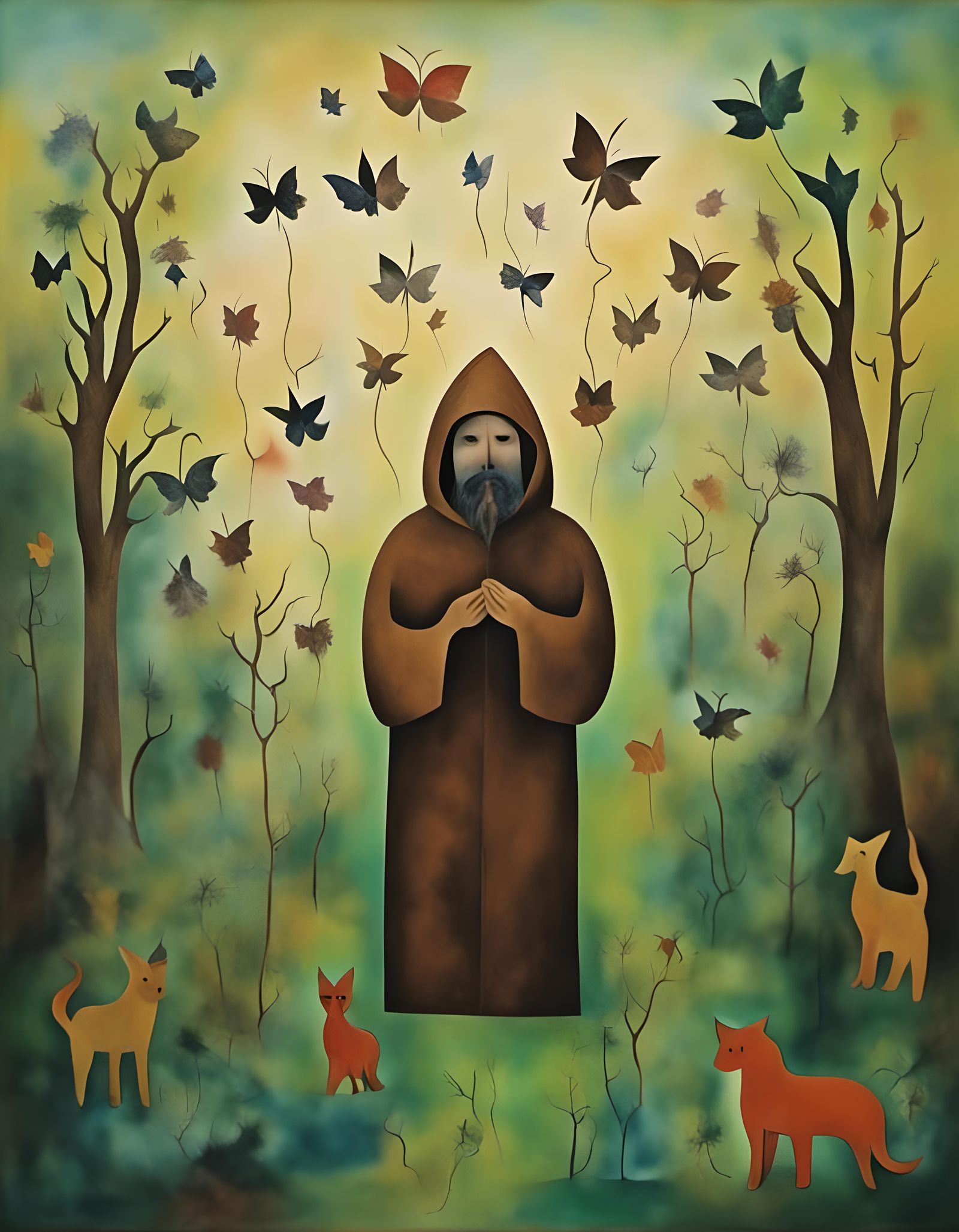 Pagan Man Summons Rain in Surreal Garden