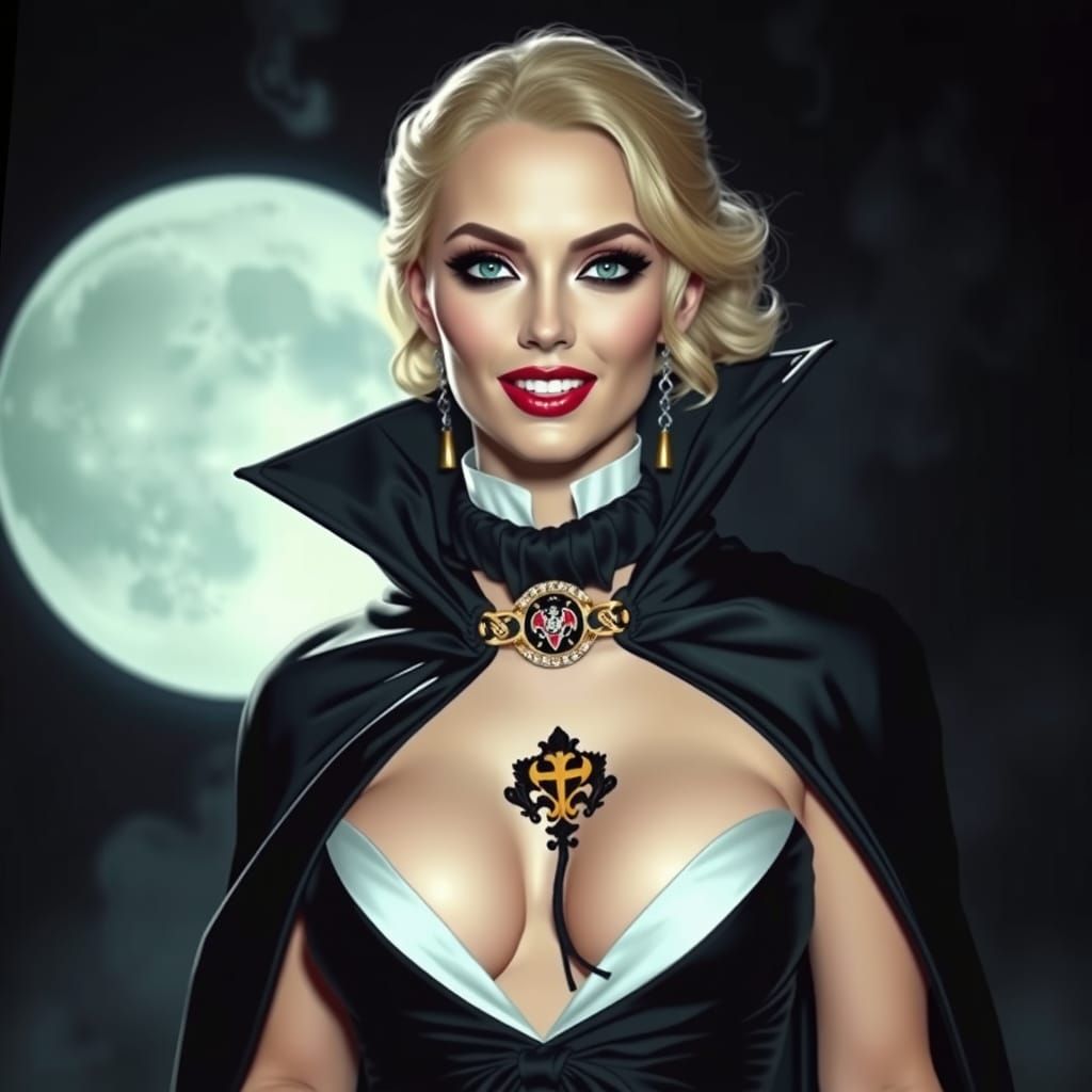 Stunning Countess Madura in Black Tie Vampire Cape