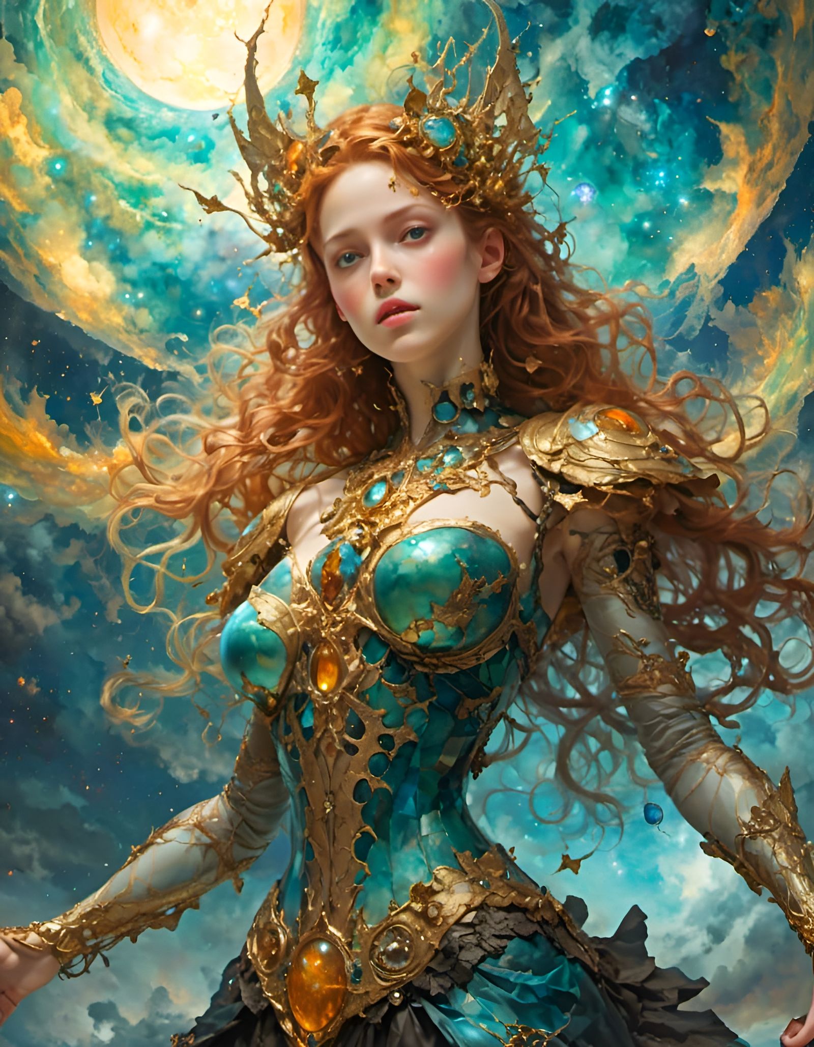 Beautiful Sorceress in Hyperkraximalism Style