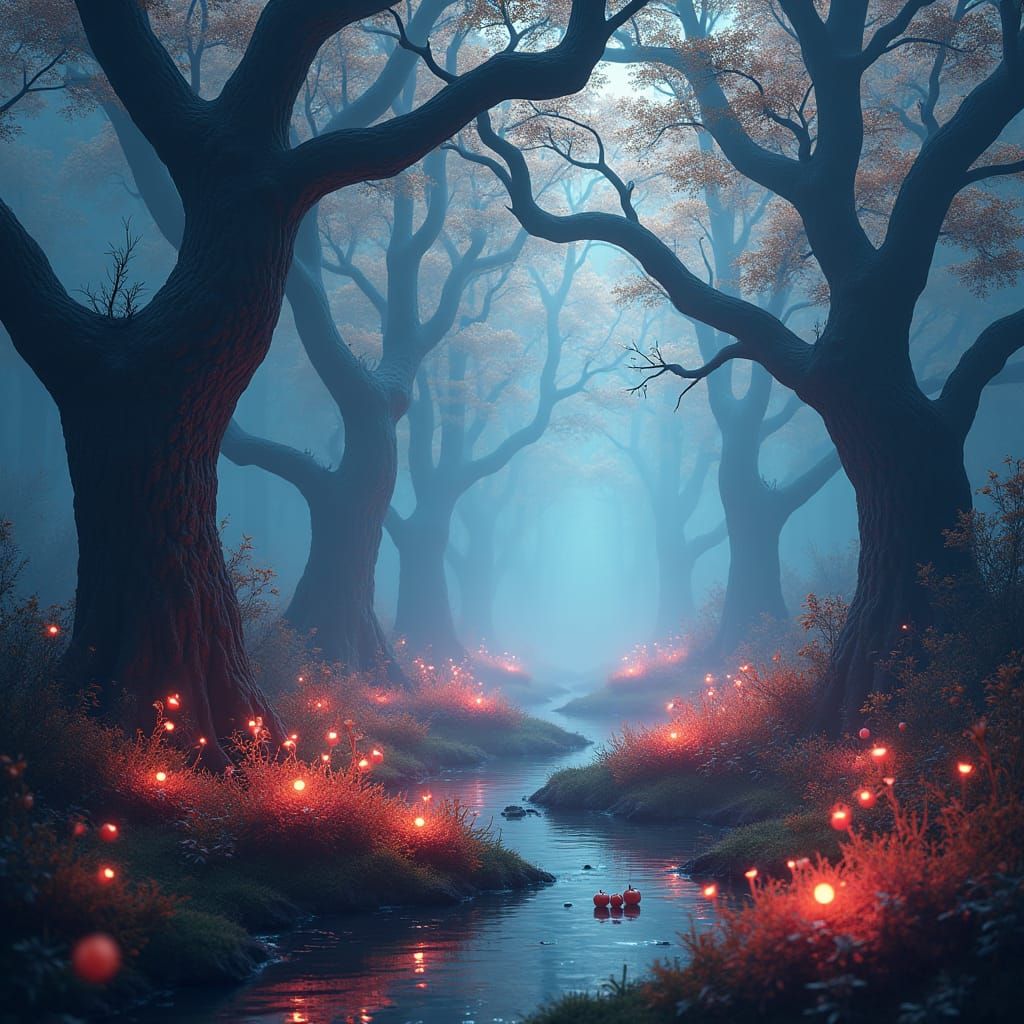 Ethereal Forest: Mystical Landscape in Matte Painting Style
