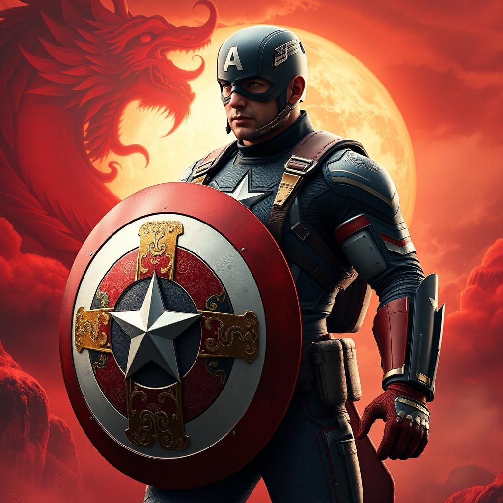 Captain America with Chinese Dragon Shield