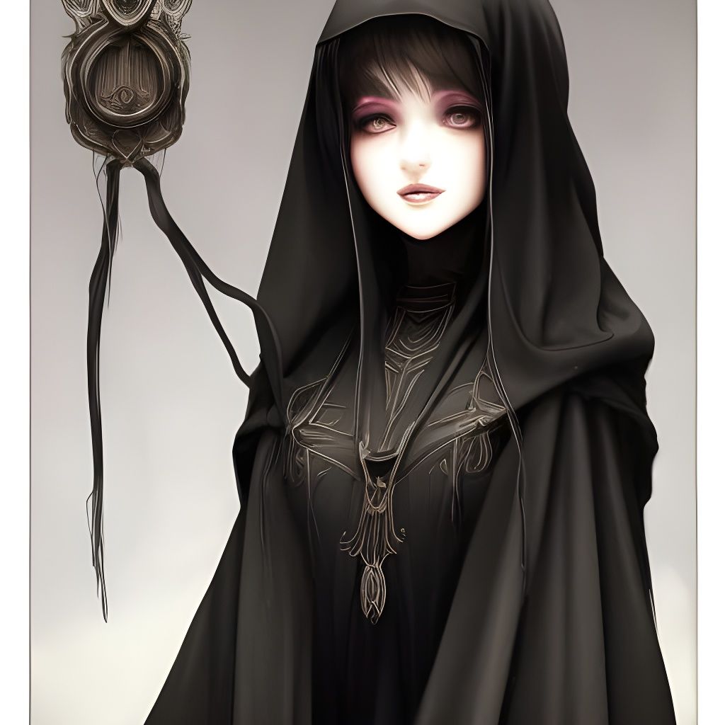 Eldritch Priestess Portrait in Hyperdetailed Digital Art