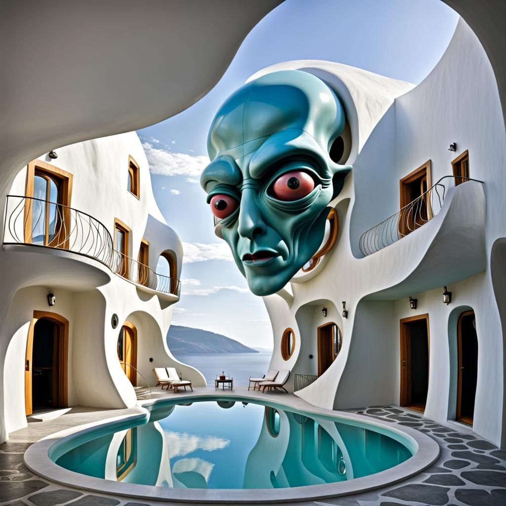 Surreal Distorted Hotel in Greece, Dali Style