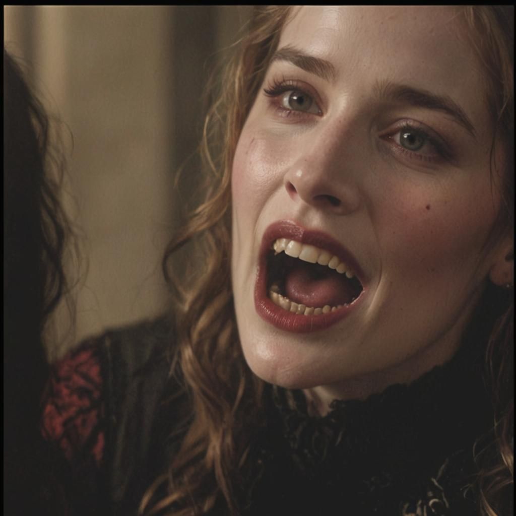 Gothic Horror Portrait of Vampire with Fangs