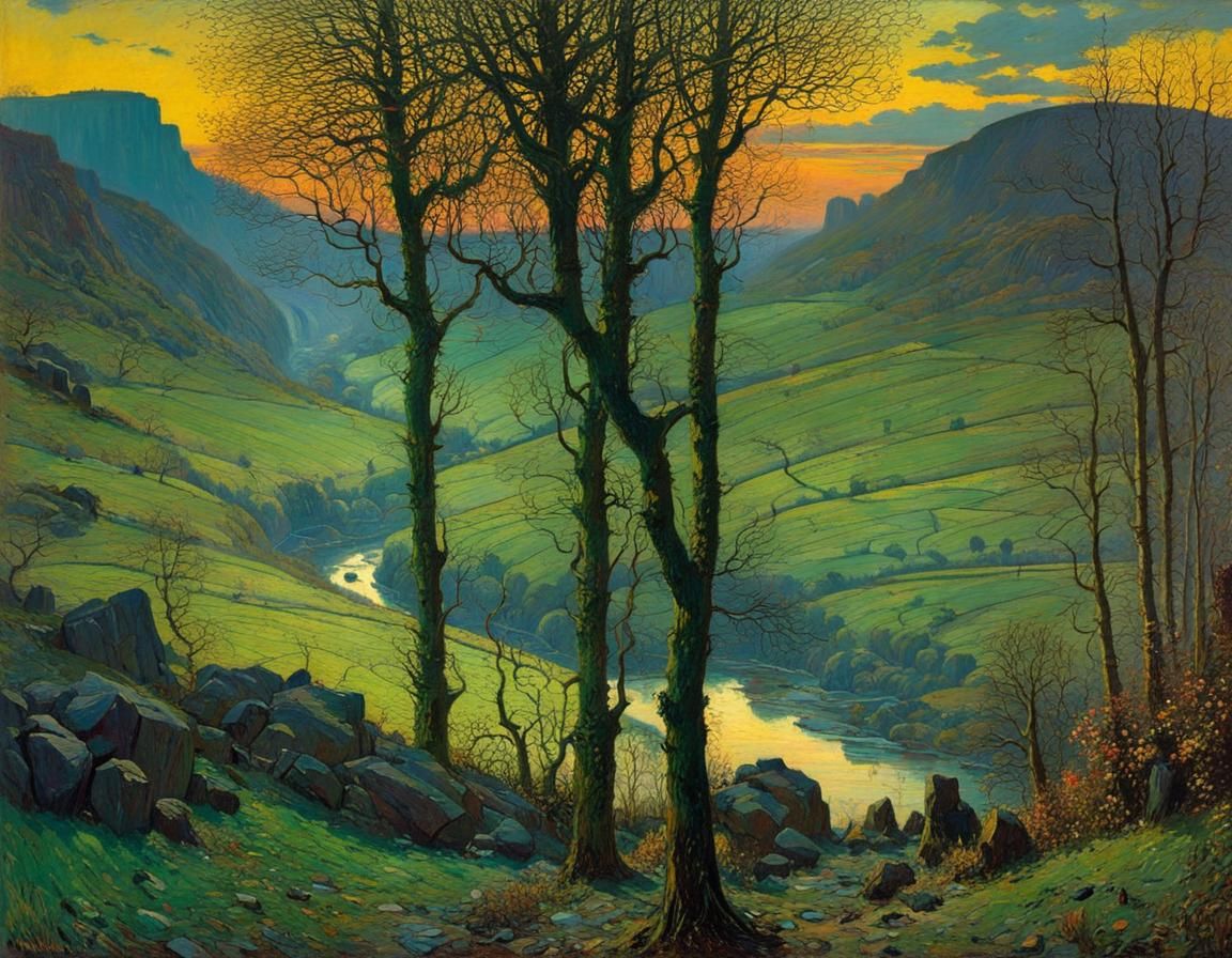 Expressive River Valley in Luminist Style