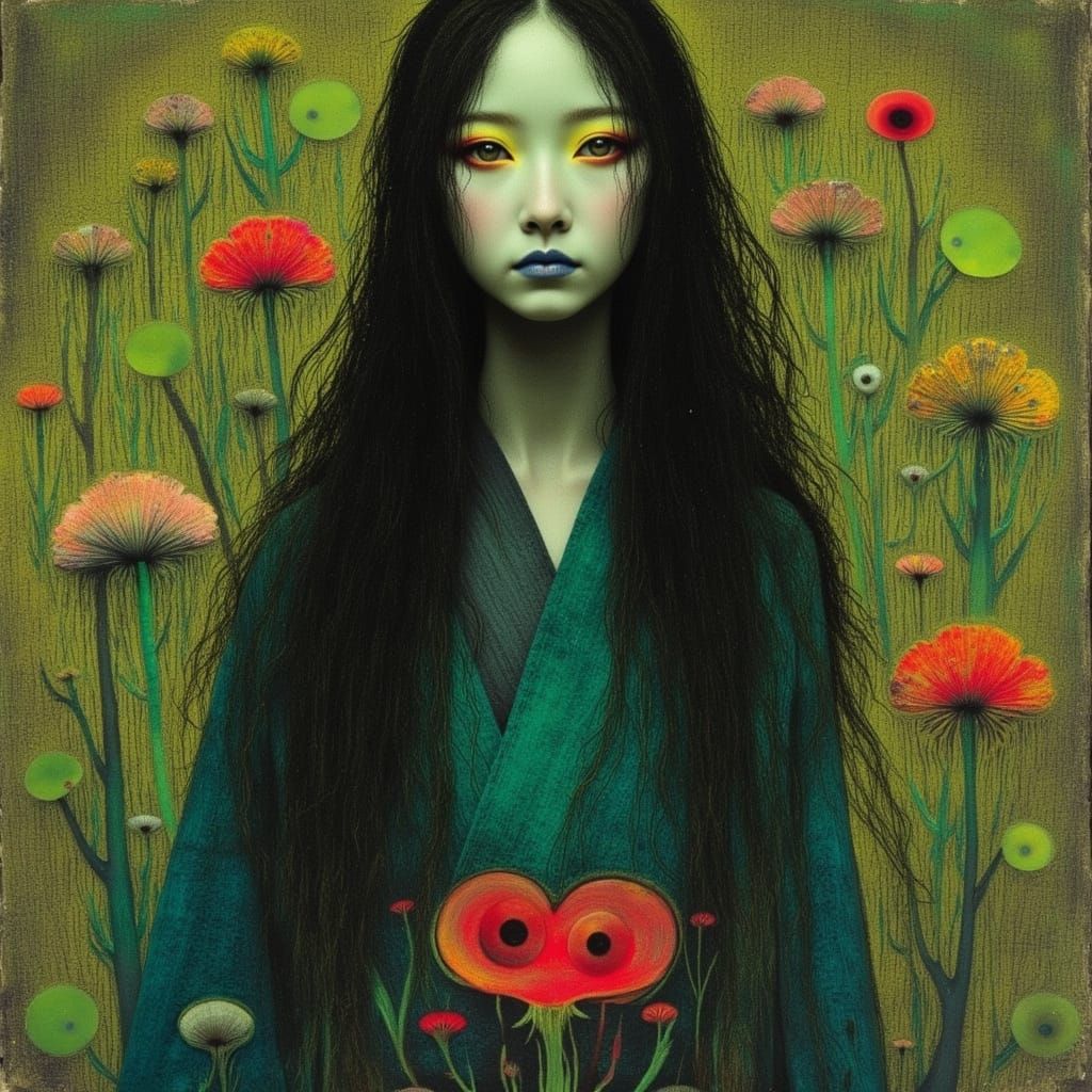 Haunting Yamahime in Autumnal Landscape