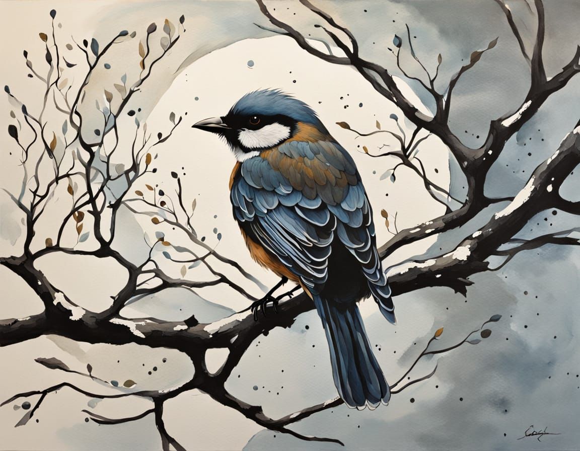 Elegant Branch Silhouette in Whimsical Realism