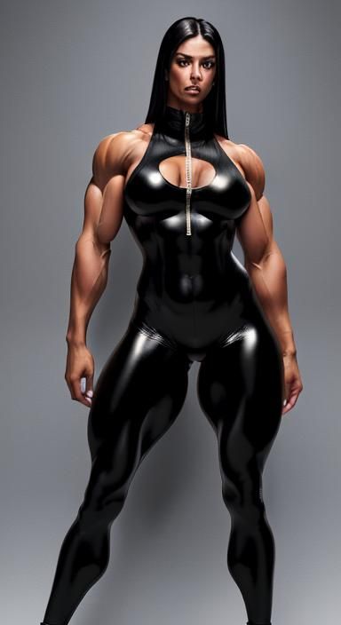 Superhuman Bodybuilder in Shiny Catsuit, High Detail