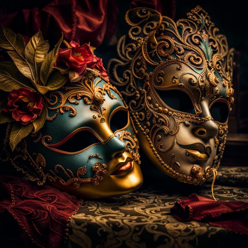 Intricate Masquerade Masks in Hyperrealistic Style