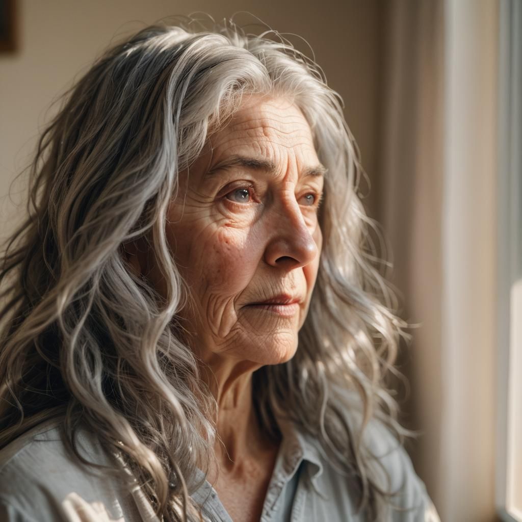 Intimate Portrait of a Senior Woman in Bedroom