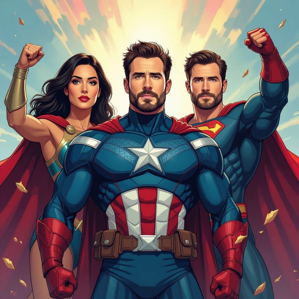 Four Galaxy Superheroes in a Stylized Illustration