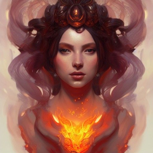 Fire Goddess Portrait in Hyperdetailed Style