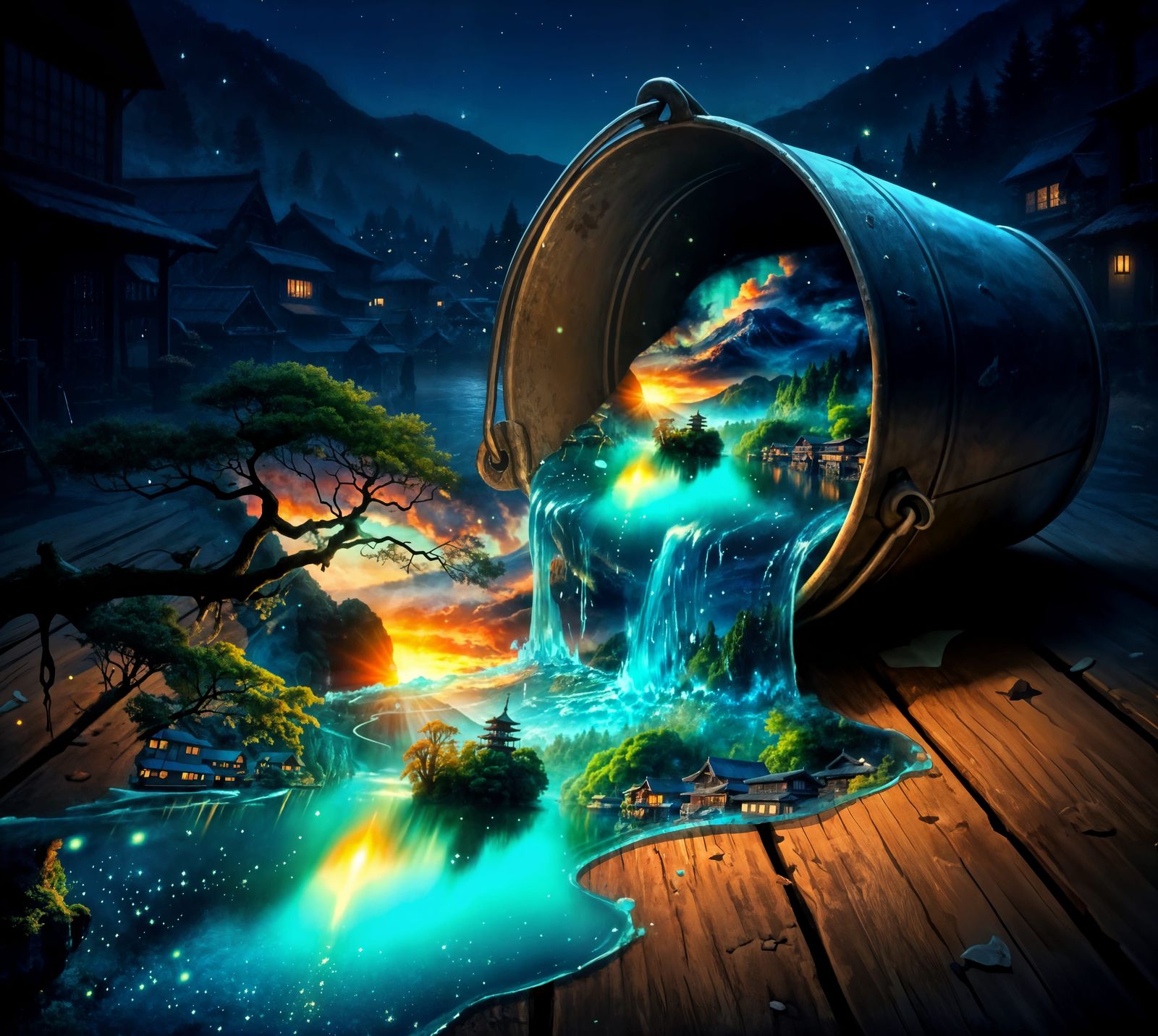 Magical Japanese Lake at Sunset