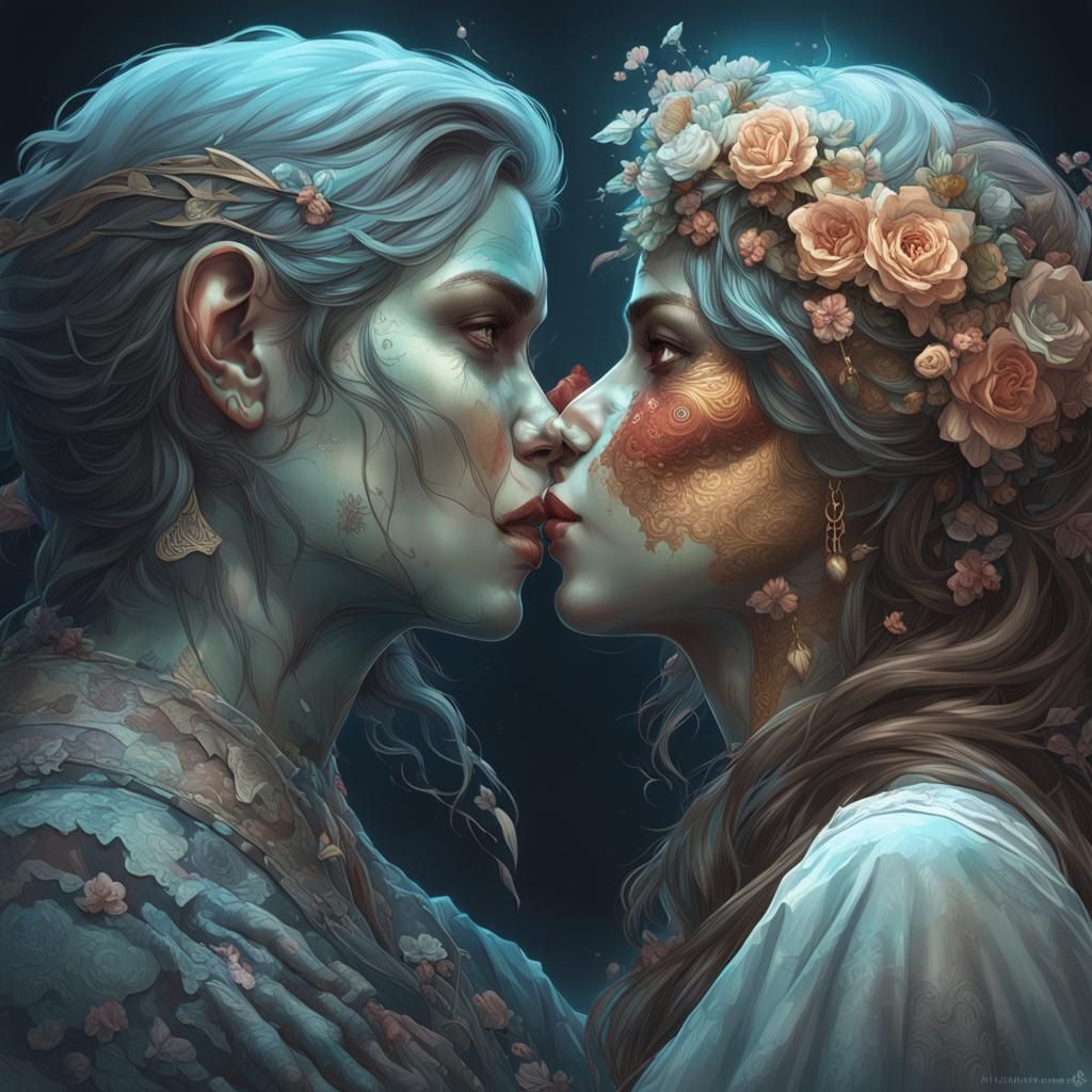 Corpses Kissing: Hyperdetailed Concept Art Portrait