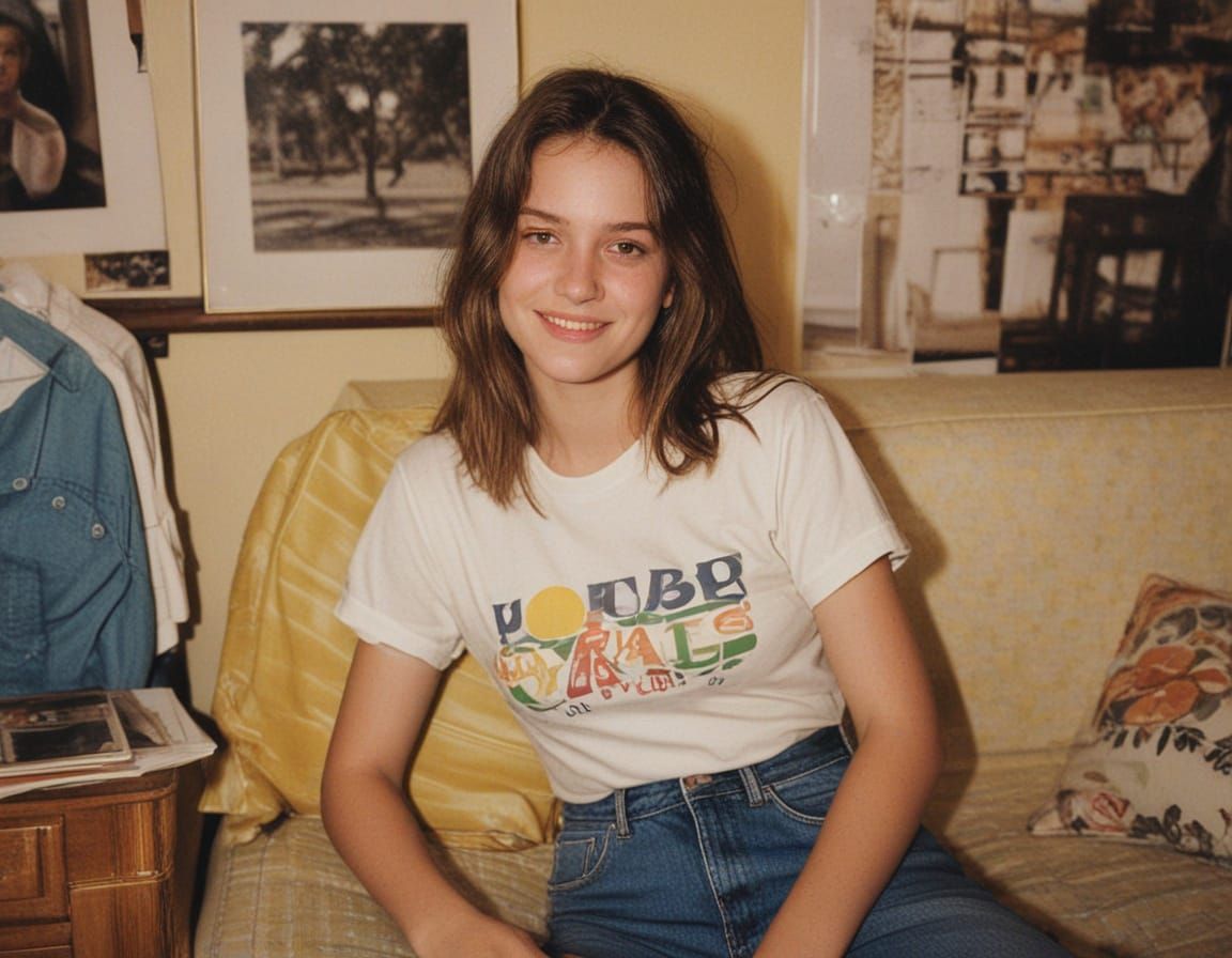 Nostalgic 90s Teen Girl in Cozy Living Room