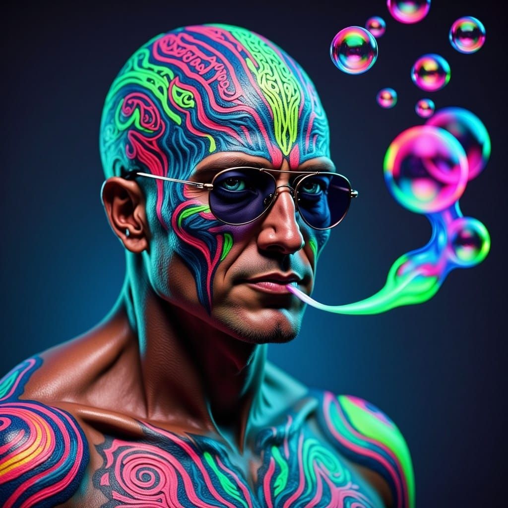 Autobot Robot Blowing Bubbles with Tribal Designs