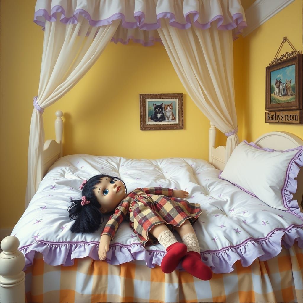 Cozy Little Girl's Bedroom in Warm, Vintage Style