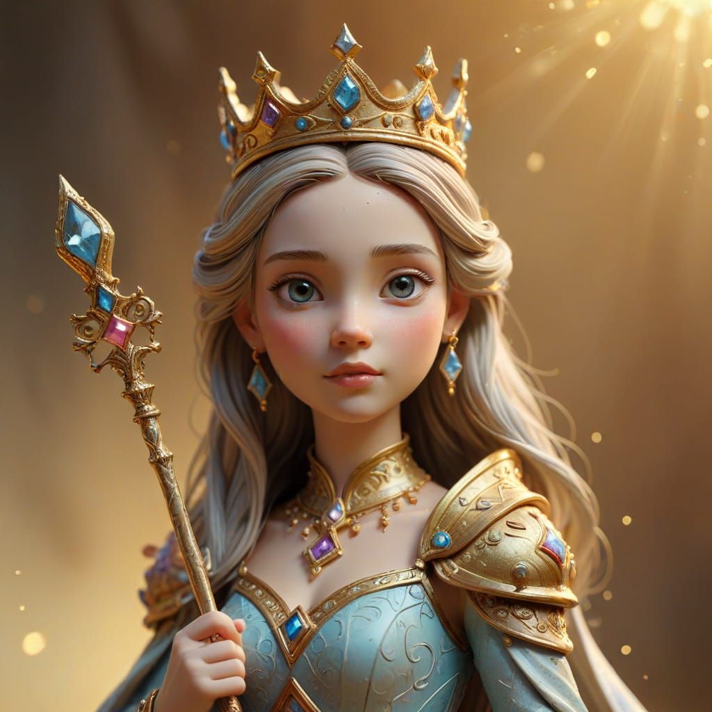 Whimsical 3D Princess Sculpture in Pastel Colors